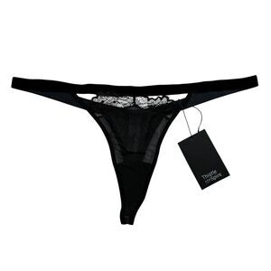 Thistle and Spire Sidney Keyhole Thong Panty Size XL Black Velvet Festival Sexy